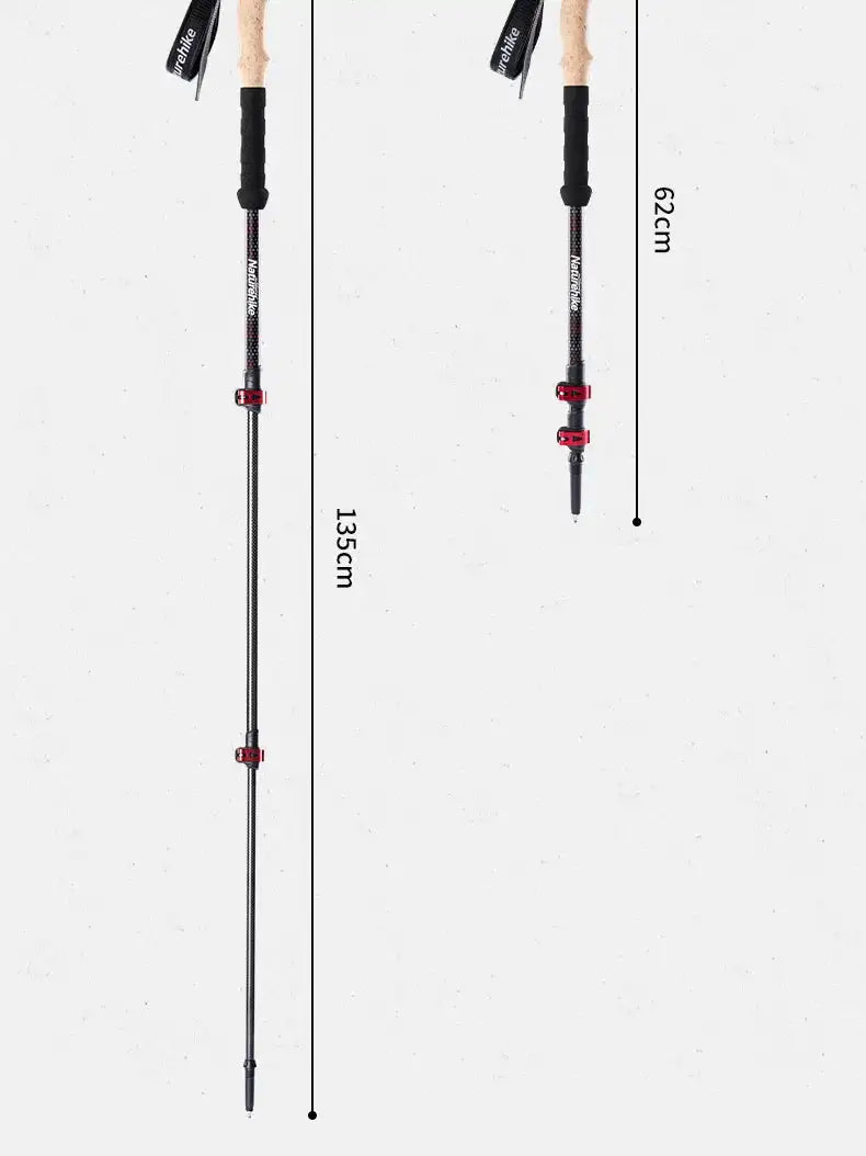 Naturehike Trekking Poles 2pcs Carbon Fiber Collapsible Telescopic Sticks Lightweight Walking Hiking Stick Climbing Stick - Lootquake