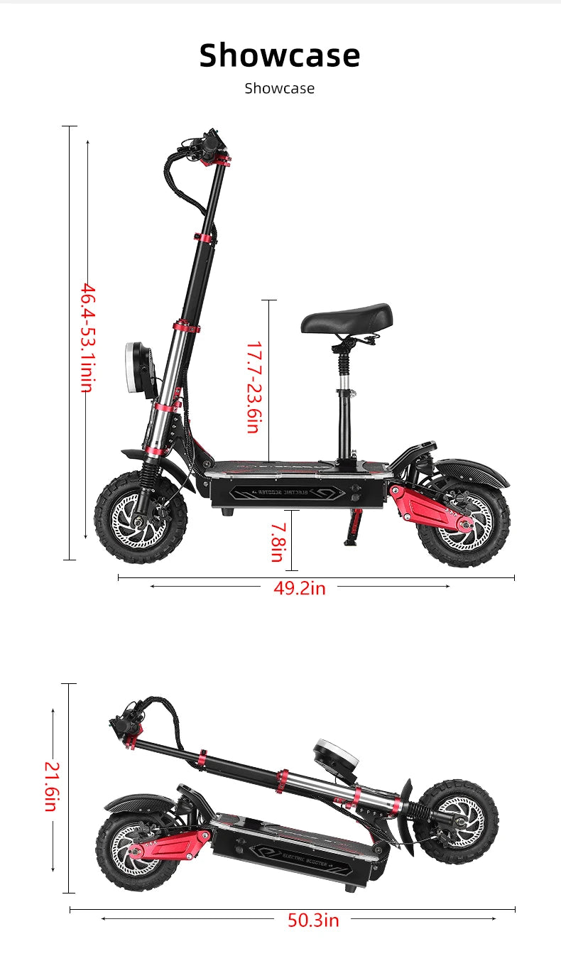 Patinete eléctrico Boyueda S5-11, motor de 6000 W, batería de 60 V y 38 Ah, control por aplicación de seguridad NDavid, neumáticos silenciosos