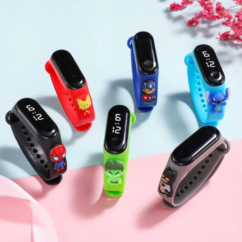 Marvel Spider-Man Children's Cartoon Fashion Watches Stitch Iron Man Electronic Digital LED Display Waterproof Holiday Gift Kids - Lootquake