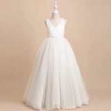 Girls Bridesmaid Dresses For Wedding 5-14 Yrs Kids Lace Flower Birthday Party Long Dress Teen Girl White Formal Pageant Vestidos - Lootquake