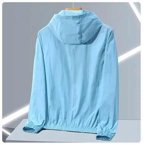 2023 Summer Men's Windbreaker Big Size Sun Protection Clothing Korean Style Ultra-thin Streetwear Zipper Hooded Jackets Man - Lootquake