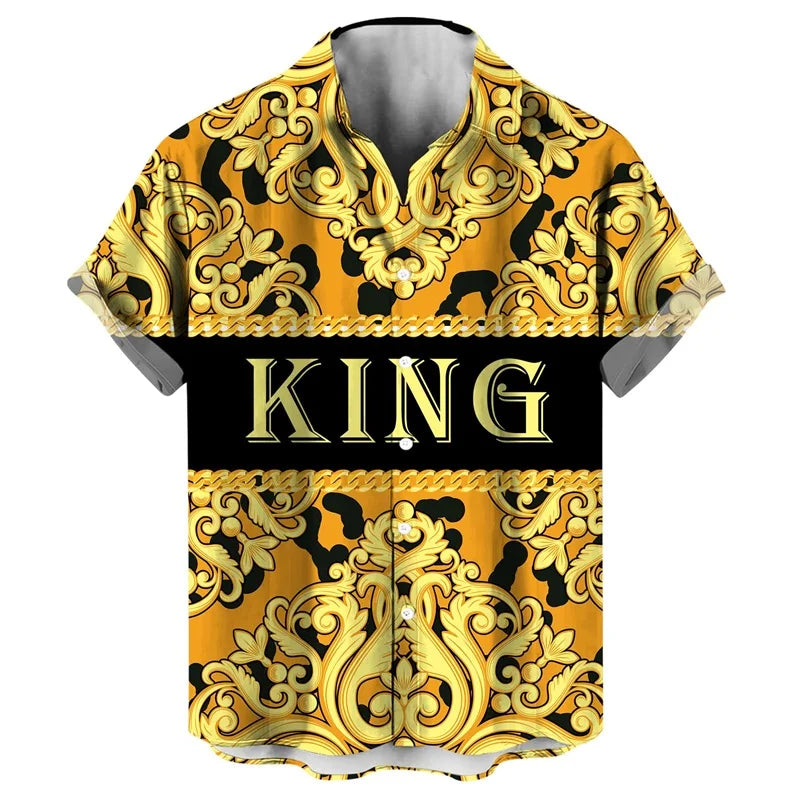 Camisetas hawaianas con estampado gráfico 3D completo, divertidas, con la reina y el rey, para hombre.