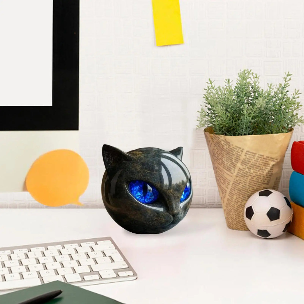 Sculpture en pierre de chat noir de luxe, sculpture en pierre de chat noir, statues de chat, décoration d'intérieur pour bureau, Halloween, chambre à coucher, bibliothèque