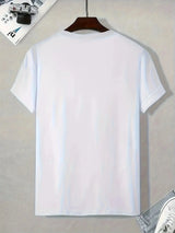 Summer Men's 100% Cotton Casual Loose Large Compass Pattern Printed Sports Comfortable Round Neck Short Sleeve T-shirt Top - Lootquake