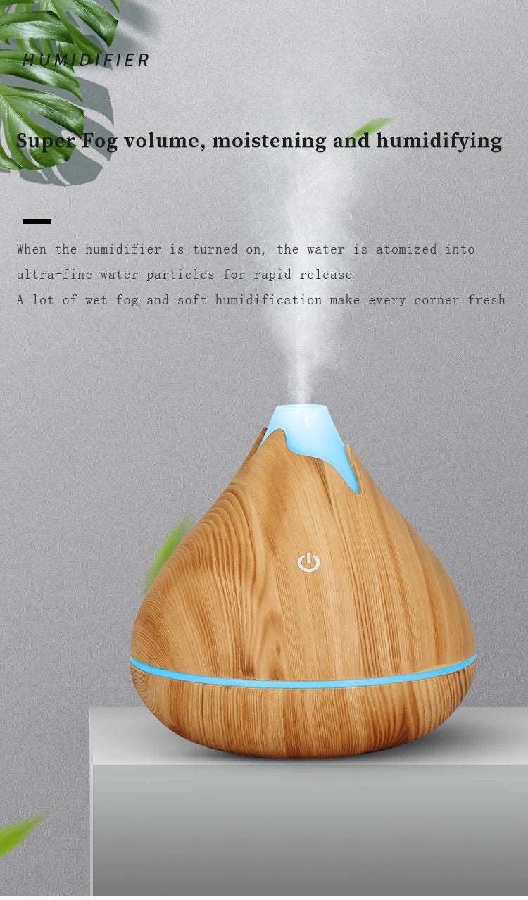 350ML USB aroma oil diffuser wood electric humidifier ultrasonic air humidifier mini aromatherapy LED light mist maker for home