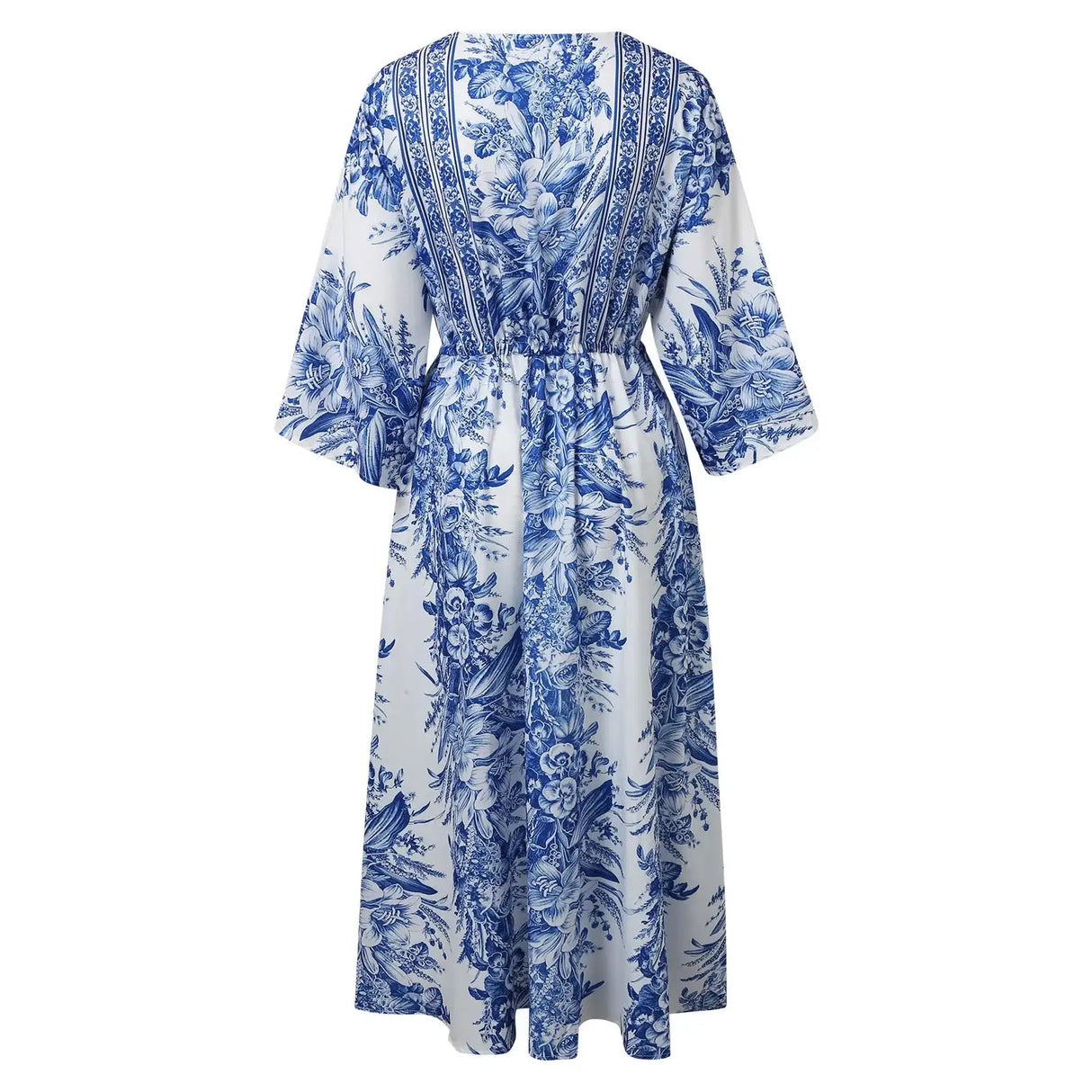 2025 Boho Print Half Sleeve Long Dress Women Fashion Japanese Kimono Lace-Up Robe Summer Sundress Holiday Beach Dress Vestidos - Lootquake