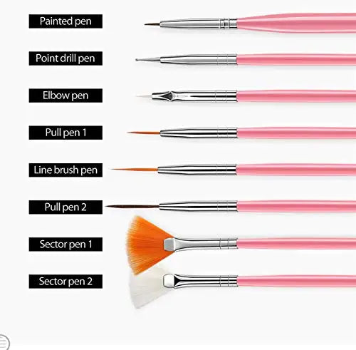 YIKOOLIN 20pcs Nail Art Brush Set UV Gel Polish Pen Acrylic Nail Design Kit DIY Painting Tools for Nail Artistry