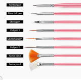 YIKOOLIN 20pcs Nail Art Brush Set UV Gel Polish Pen Acrylic Nail Design Kit DIY Painting Tools for Nail Artistry