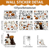 Halloween Theme Cute Spooky & Pumpkin Window Stickers Decor Living Room Glass Window Decorative Stickers Pvc Static Stickers