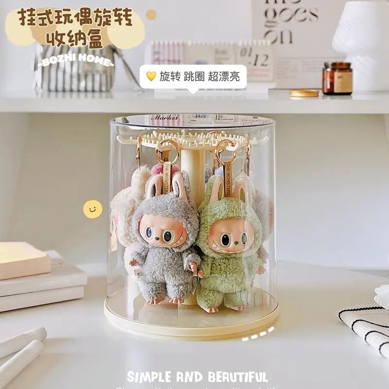 Labubu Pendant Display Box Rotating Transparent Labubu Doll Handmade Storage Display Stand Decorat Ornaments Collection Gifts