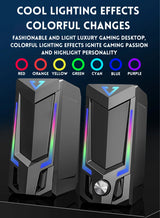 Altavoz para computadora Bluetooth RGB, altavoz para computadora de escritorio, altavoz para computadora portátil, altavoz estéreo de escritorio, alimentación por USB, con LED ambiental