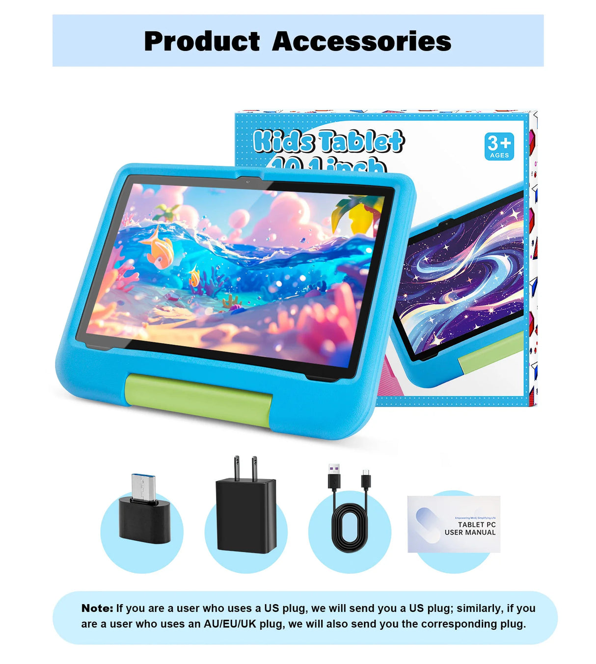 ANRY 10.1 Inch Tablets Android 15 8GB(4+4 Expand) RAM 64GB ROM HD Display IPS Dual Camera 5G WIFI 6 Tablet PC Children's Gift