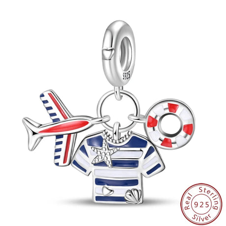 S925 Sterling Silver Princess Golf Hamster Camera Travel Three Piece Set Charms Beads 3mm DIY Fine Jewelry Making - Lootquake
