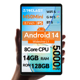 Teclast M50Mini, tablette 8,7 pouces, 8 cœurs, Android 14, appels 4G, (6 Go + 10 Go), 16 Go de RAM, 128 Go de ROM, 1340 x 800, Unisoc T606, 13 Mpx + 5 Mpx