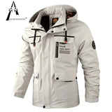 Fashion Men Casual Windbreaker Jacket Hooded Jacket Man Waterproof Outdoor Soft Shell Winter Coat Clothing Warm Fleece Thick - Lootquake