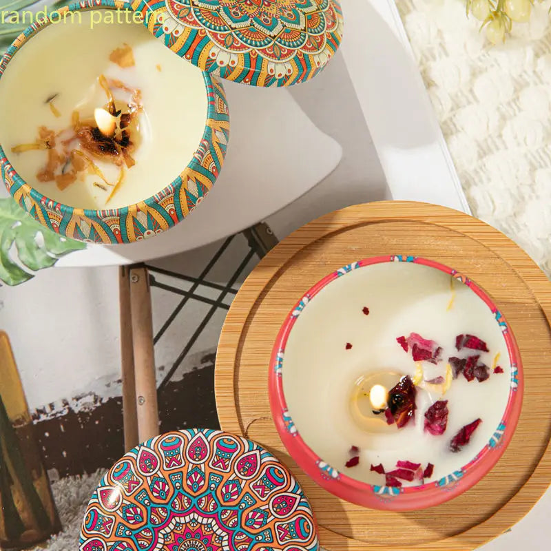 Velas aromáticas de osmanthus y gardenia con pétalos. Pequeñas velas aromáticas románticas para cumpleaños de niñas. Aromaterapia para el hogar.