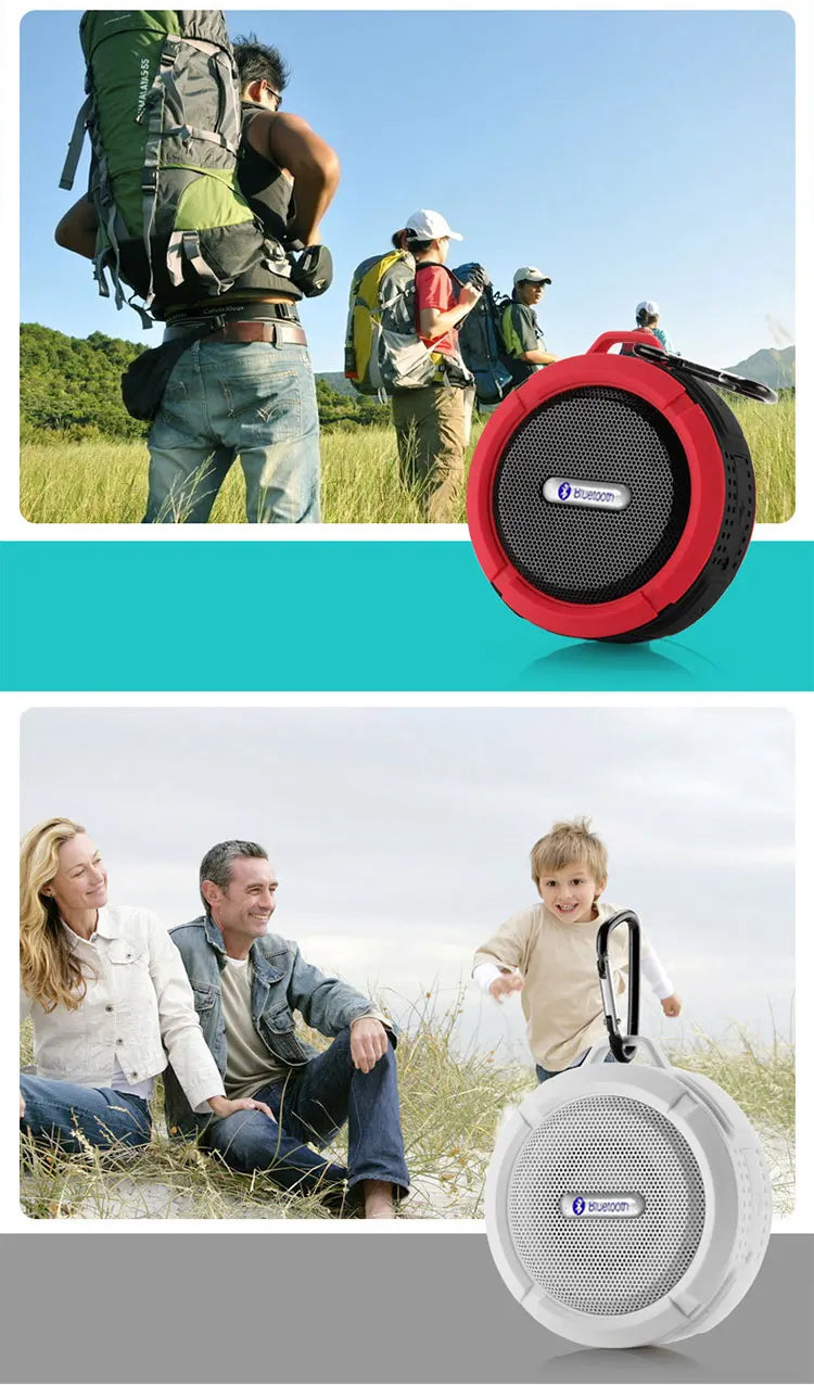 Altavoz Bluetooth inalámbrico impermeable con ventosa para deportes al aire libre, mini subwoofer para ducha, coche, teléfono inteligente, micrófono TF C6