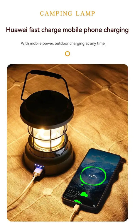 Retro Lamp Portable Camping Lantern USB Recharge Camping Tent Travel Light Vintage Outdoor Lighting Camping Equipment Flashlight - Lootquake