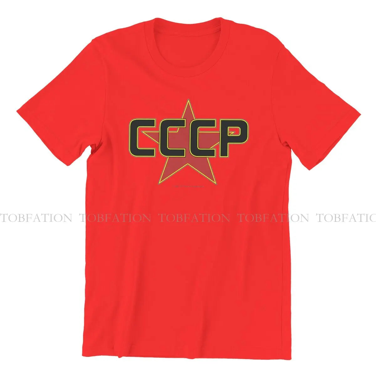 Russian USSR CCCP Creative TShirt for Men Over The Red Star  Round Neck Pure Cotton T Shirt Birthday Gifts Streetwear - Lootquake