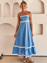 Striped Contrasting Colors Long Dress Women Spaghetti Strap High Waist Backless Party Evening Dresses Female Sleeveless Spring - Lootquake