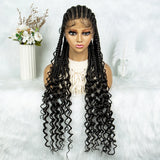 2024 KIMA Cornrow Water Wavy Braided Full Lace Wig with Baby Hair | Synthetic African Braid Lace Front Wig