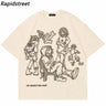 2024 Harajuku Cartoon Girl Cat Japanese Kanji Graphic T Shirt Streetwear Oversized Men T-Shirt Hip Hop Women Short Sleeve Tops - Lootquake