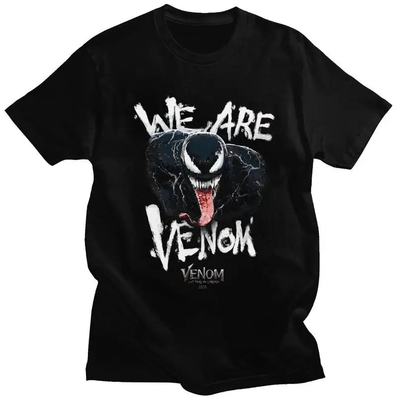 Venom We Are Hungry T Shirts Summer Harajuku Stylish Men Women Hip Hop Cotton Vintage Printed Cartoon Breathable Unisex Tops - Lootquake