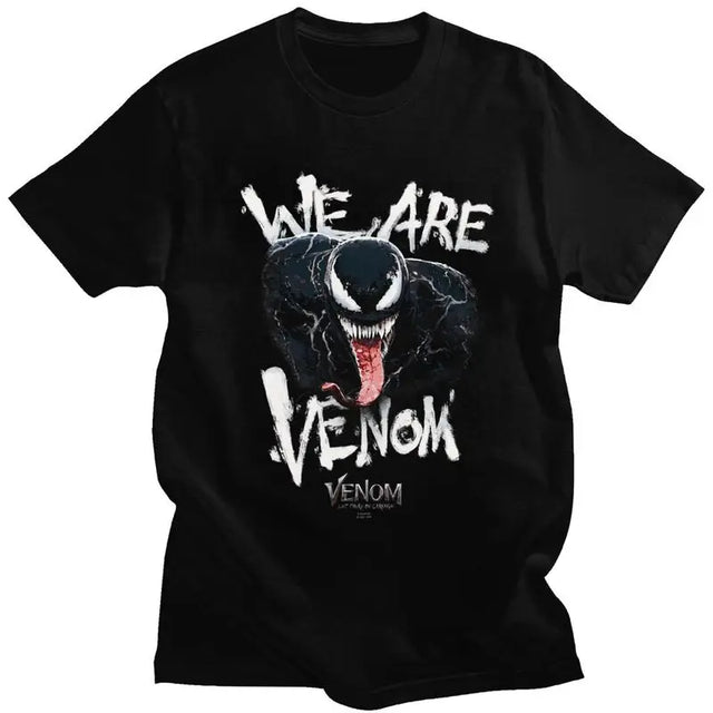 Venom We Are Hungry T Shirts Summer Harajuku Stylish Men Women Hip Hop Cotton Vintage Printed Cartoon Breathable Unisex Tops - Lootquake
