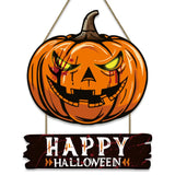 Party Decor Wooden Halloween Pumpkin Door Sign Funny Cute Pumpkin Hanger Wreath Cartoon Creative Door Hanging Pendant Kids