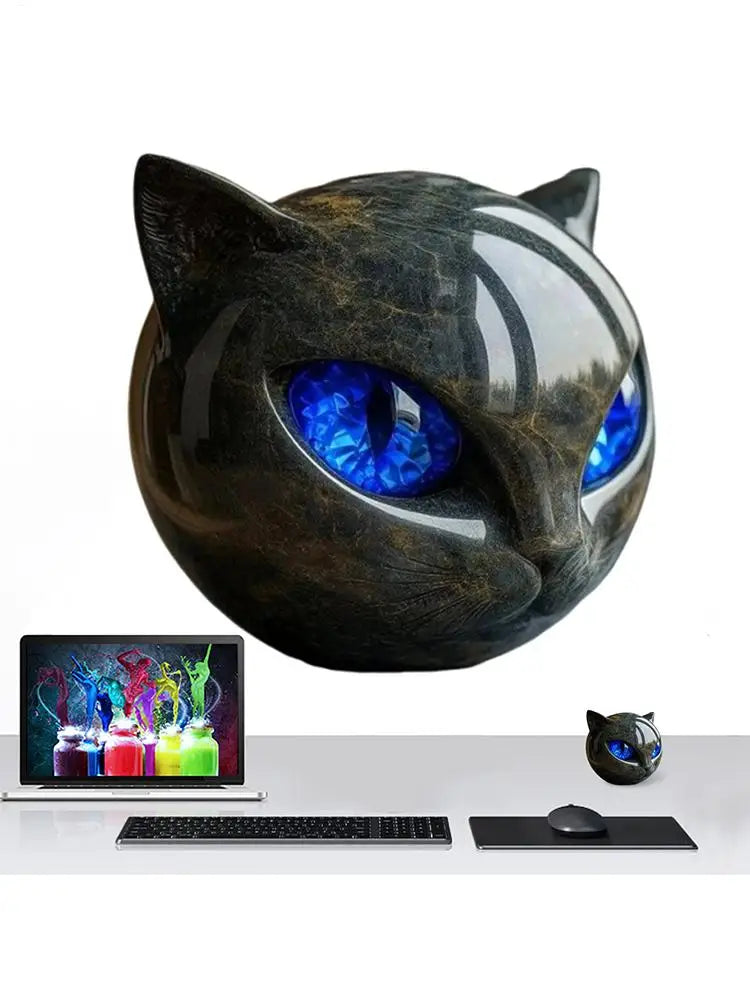 Sculpture en pierre de chat noir de luxe, sculpture en pierre de chat noir, statues de chat, décoration d'intérieur pour bureau, Halloween, chambre à coucher, bibliothèque