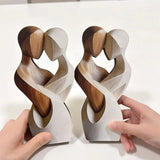 Estatua de pareja de madera elegante y plana en 2D: decoración moderna para el hogar, madera artificial, ideal para sala de estar, dormitorio u oficina.