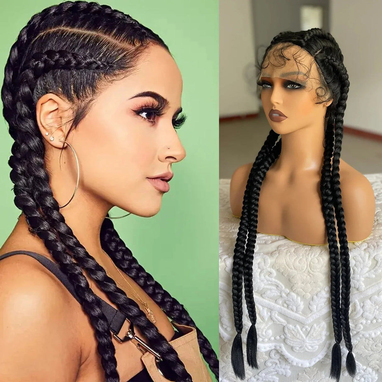 32" Senegalese Twist Lace Front Wig | 4 Twist Braids | DIY Cosplay Wig | Synthetic Braiding Hair