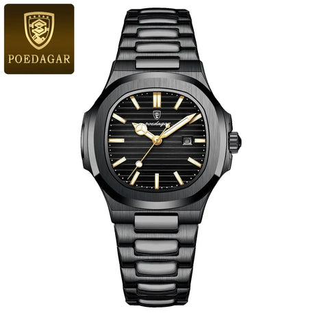 POEDAGAR Luxury Square Watch for Woman Waterproof Luminous Date Ladies Watch Stainless Steel Quartz Women's Watches Female Reloj - Lootquake