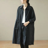 9290 Spring Fall Trench Coat Women Mid Length Windbreaker Single-breasted Double Pockets Casual Loose Overcoat Female Outerwear - Lootquake