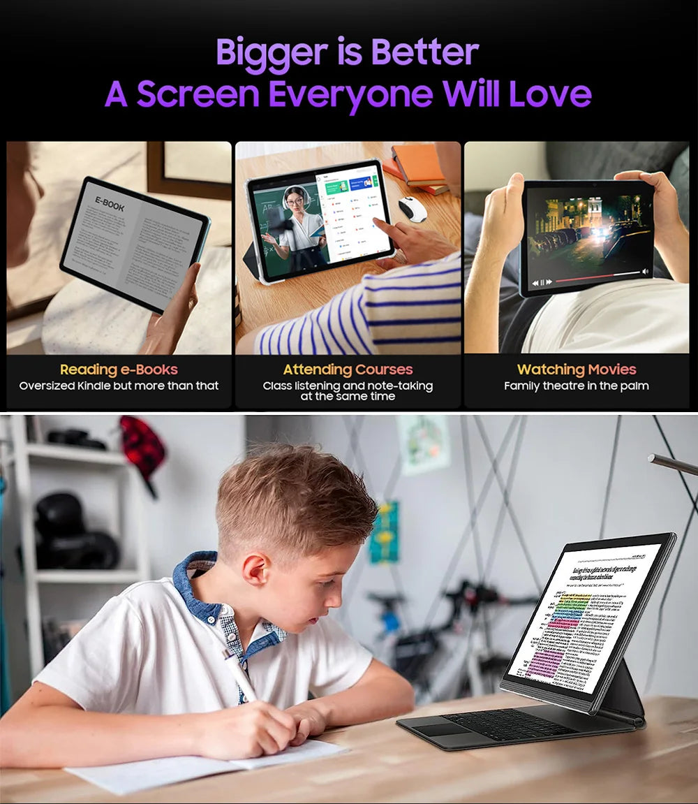 Tablette 14,1 pouces, version mondiale, non ouverte, Android 2025, 12 Go + 256 Go, 1920 x 1080, appels 4G, Wi-Fi 5G, 10 000 mAh