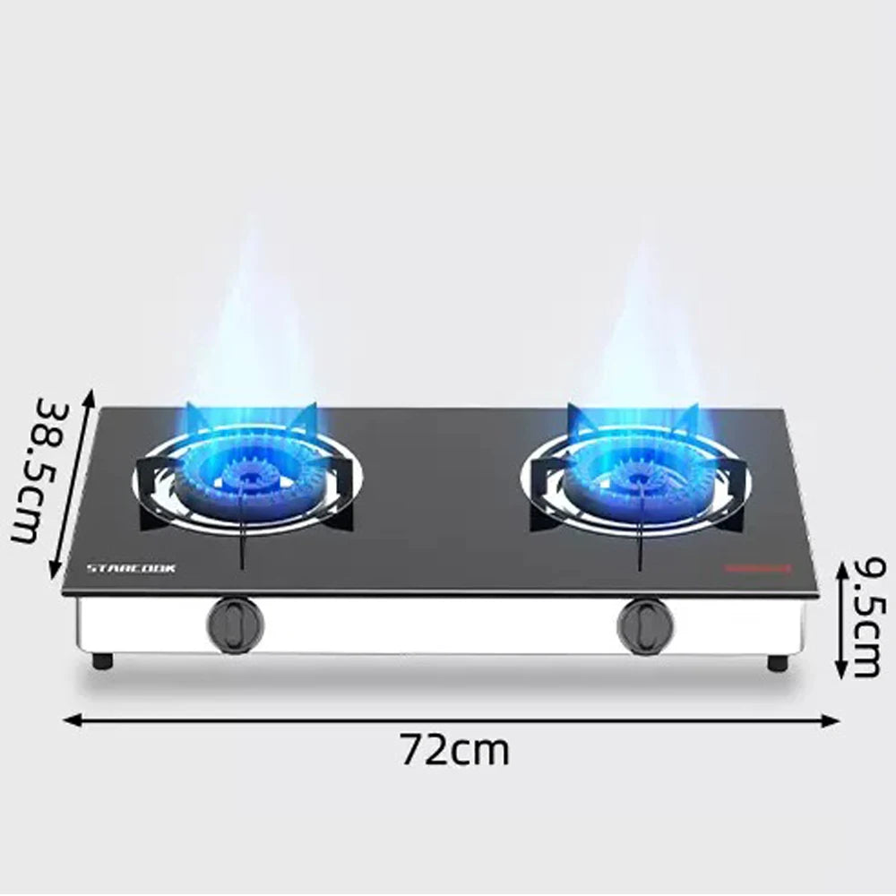 Estufa de gas de escritorio de doble placa de cocción para el hogar, cocina de fuego intenso con doble orificio y gas licuado natural.