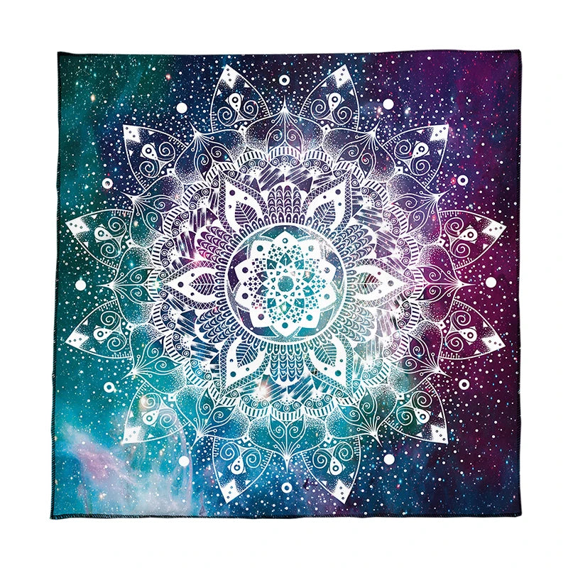 Nappe de tarot mandala bleu, nappe de vie florale pour tarot, ciel étoilé mystique, nappe d'autel Wicca, tapis de jeu de cartes