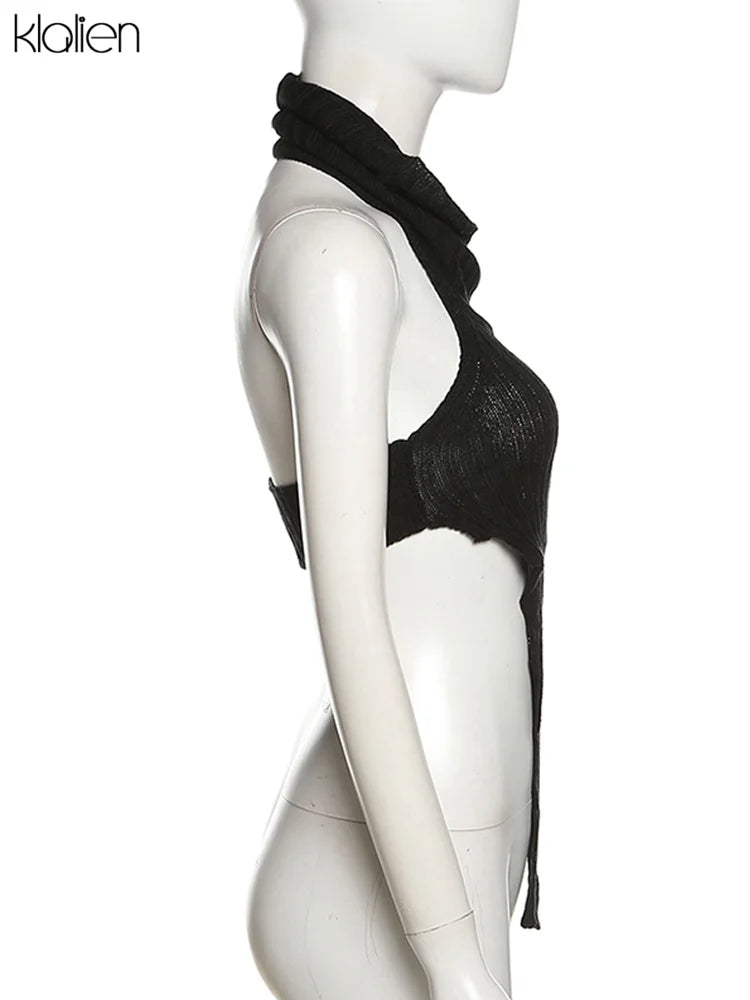 KLALIEN Fashion Y2K Streetwear Wild Slim Knit Tank Top Women Casual Activewear Solid Slim Stretch Female Vest Wild Top 2022 - Lootquake