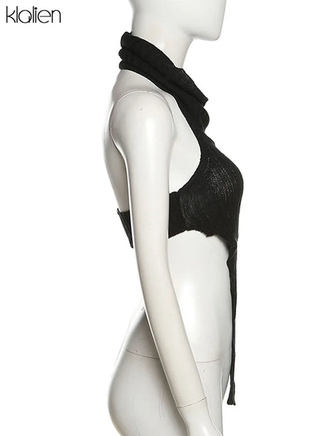 KLALIEN Fashion Y2K Streetwear Wild Slim Knit Tank Top Women Casual Activewear Solid Slim Stretch Female Vest Wild Top 2022 - Lootquake