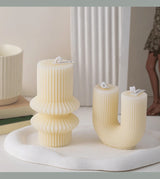 U Shaped Candle Scented Candles Ribbed Aesthetic Home Decorative Candles Smokeless Personalized Candles Guest Gift Lot