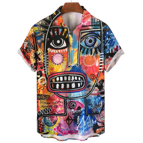 Hawaiian Three-Dimensional Eye Fashion Shirts For Men 3d Print Casual Short Sleeved Summer Tops Funny Clothes For Man Clothing - Lootquake