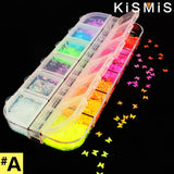 1 Box Fluorescence Butterfly Shape Nail Art Glitter Flakes 3D Colourful Sequins Polish Manicure Nail Decoration
