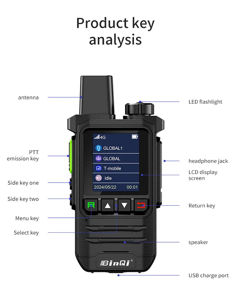 BINQI-K6 GXINPOC Platform Global -4G POC walkie talkie, 5000kilometers remote , global policecivilian fleet walkie talkie(free)