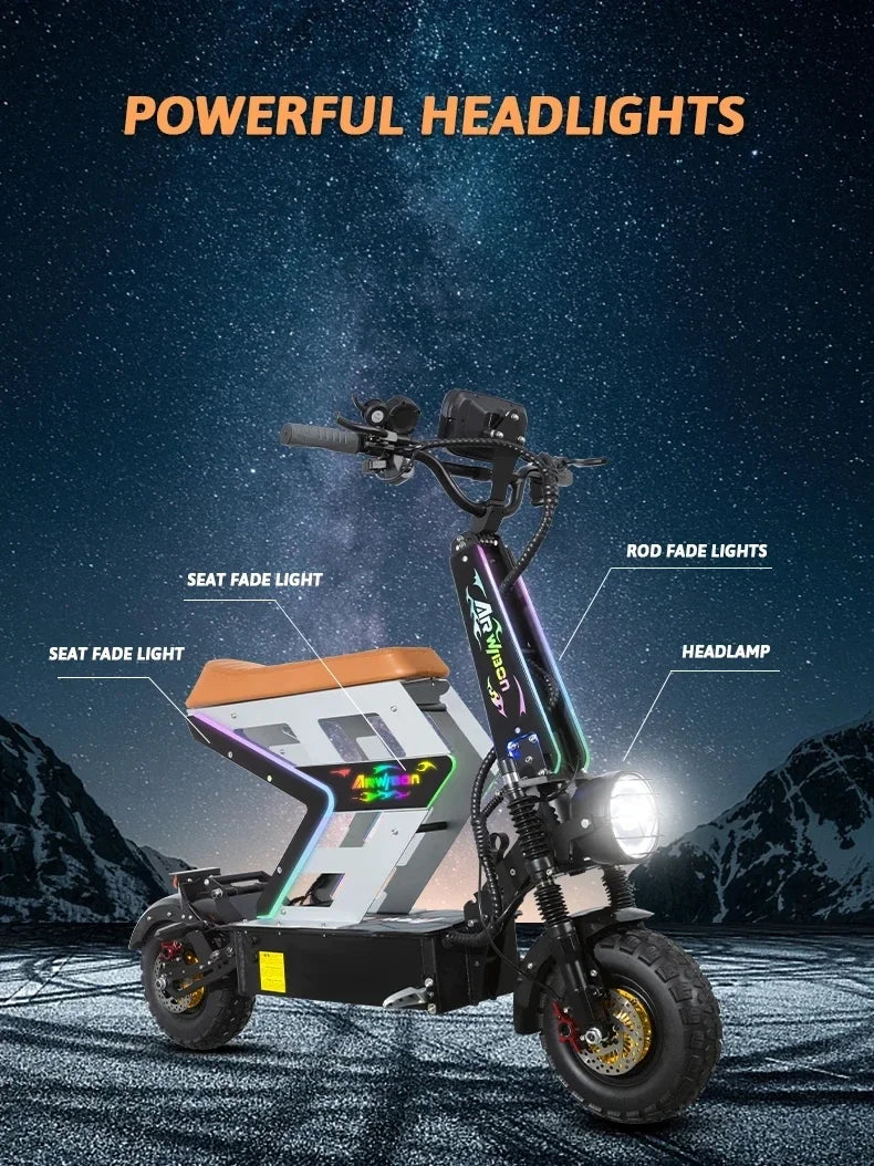 m10 8000W 60V 65AH large electric scooter max speed 90-120km/H 13inch off-road tyres lcd display removable large seat  escooter