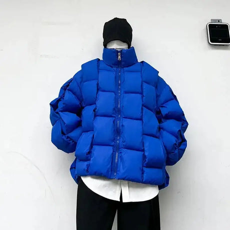 2023 Korean Fashion Thick Winter Jacket Men Parkas Jacket Men Outwear Coats Solid Stand Collar Windbreaker Cotton Padded Jacket - Lootquake