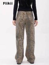 Y2k Vintage Leopard Print Loose Women Jeans Autumn New Classic Straight High Waist Slim Casual Fashion Female Jeans 2024 New - Lootquake
