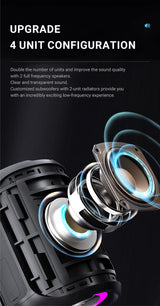 Altavoz Bluetooth portátil, subwoofer estéreo de 360 grados, resistente al agua IPX7, con iluminación, compatible con TF, TWS, inalámbrico, 40 W, para exteriores.