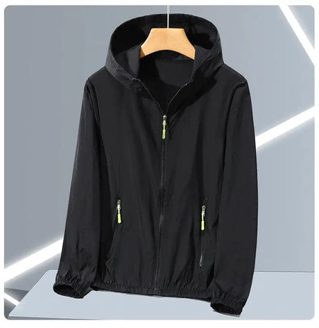 2023 Summer Men's Windbreaker Big Size Sun Protection Clothing Korean Style Ultra-thin Streetwear Zipper Hooded Jackets Man - Lootquake
