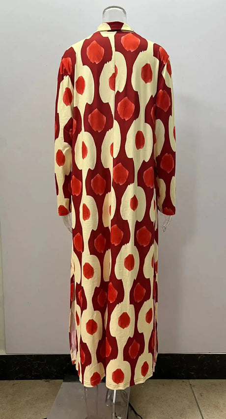 Bohemian Casual Print V-neck Long Dress Spring Autumn Vintage Mosaic Print Maxi Dress Loose Long Sleeve Holiday Dresses Vestido - Lootquake