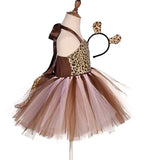 Halloween Animal Cosplay Costume for Children Forest Theme Cows Tiger Giraffe Leopard Zebra Tutu Dresses Performance Dance Sets